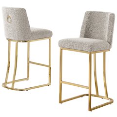 Gray With Gold Base Counter-Height Chairs, Set Of 2