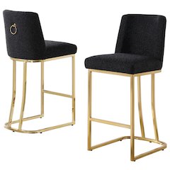 Black With Gold Base Counter-Height Chairs, Set Of 2