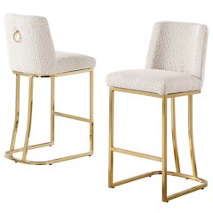 Cream With Gold Base Counter-Height Chairs, Set Of 2