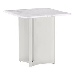 Square White Marble End Table with Silver Base