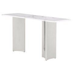 Rectangle White Marble Console Table with Silver Base