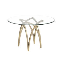 Round 48X48 Tempered Glass Dining Table With Matte Gold Base