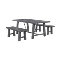 3-piece outdoor picnic dining set in Grey (1 table + 2 bench)