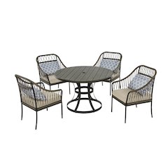 5pc patio dining set in gray with cushioned seats