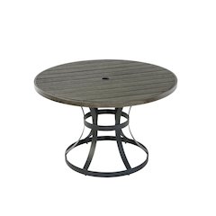 Gray steel outdoor patio dining table