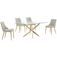 Best Quality Furniture Clear Glass Dining Set With Velvet Upholstered Chairs
