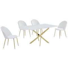 Best Quality Furniture Glass With White Marble Wrap Dining Set And White Chairs