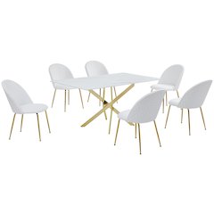 Best Quality Furniture Glass With White Marble Wrap Dining Set And White Chairs