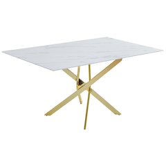 Best Quality Furniture Tempered Glass Dining Table With White Marble Design