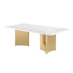 87" White Marble Table Top 38mm with Gold Stainless Steel Base