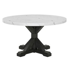 Best Quality Furntirue Round Faux Marble Top On Rustic Gray Mdf/Wood Base
