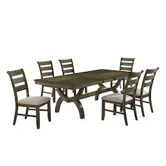 Big 7pc wood dining set with extendable dining table