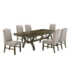 7pc wood dining set with extendable table