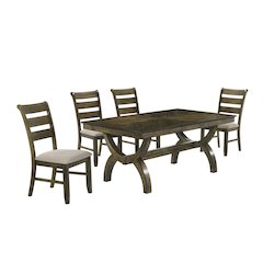 5pc wood dining set with ladderback side chairs