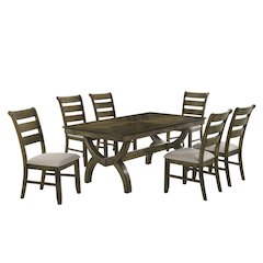 7pc wood dining set with ladderback side chairs