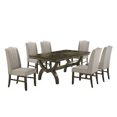 7pc wood dining set with extendable table