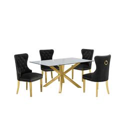 Contemporary 5pc Dining Set, Glass Dining Table
