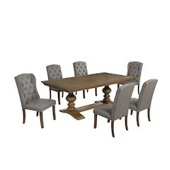 Dinging Set With 6 Dark Grey Side Chairs And One 72" Wood Dining Table