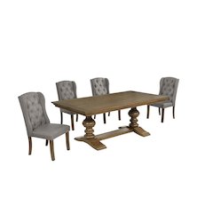 Dinging Set With 6 Dark Grey Side Chairs And One 72" Wood Dining Table