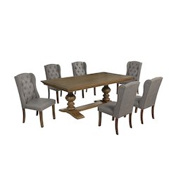 Dinging Set With 6 Dark Grey Side Chairs And One 72" Wood Dining Table