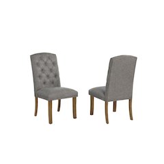 Dark Grey Dining Chair With Linen Fabric (Set Of 2)