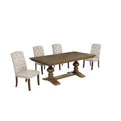 Dinging Set With 6 Dark Grey Side Chairs And One 72" Wood Dining Table