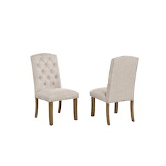 Beige Dining Chair With Linen Fabric (Set Of 2)