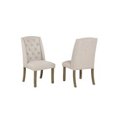 Beige Dining Chair With Linen Fabric