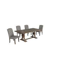 5 Piece Traditional Dining With Dark Grey Dining Chairs