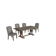5 Piece Traditional Dining With Dark Grey Dining Chairs