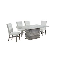 5pc Dining Set with 3D texture Paper with Gray Chairs