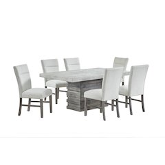 7pc Dining Set with 3D texture Paper with Gray Chairs