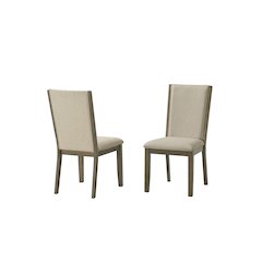 2pc Fabric Ash Wood Color Sand Dining Chairs.
