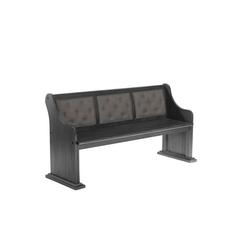 D88 Dark Gray Wood Dining Bench in Dark Gray Linen