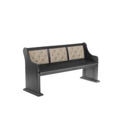 D88 Dark Gray Wood Dining Bench in Beige Linen