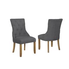 Dining Chairs, Set of 2 in Dark Grey Linen