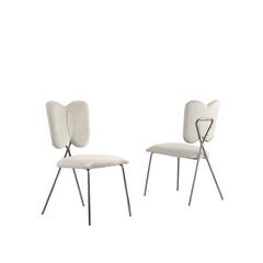 Set of 4, Cream Velvet Guest Side Chair with Wingback, Chrome