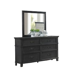 Sandy Dresser and Mirror in Cappuccino Wood