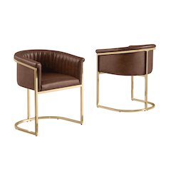Leather-Aire Side Chairs with Gold Chrome Set of 2