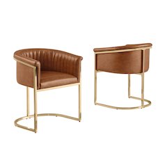 Leather-Aire Side Chairs with Gold Chrome Set of 2