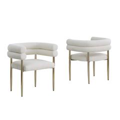 Beige with gold teddy fur upholstered side chairs, SET OF 2