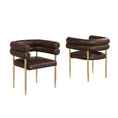 2pc Leather Air Espresso with Gold Chrome Base