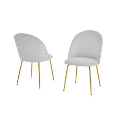 Cream velvet fabric side chairs, Set of 2