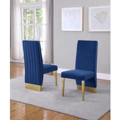 Tufted Velvet Upholstered Side Chair, 4 Colors to Choose (Set of 2) - Navy