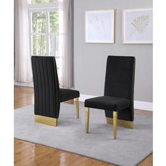 Tufted Velvet Upholstered Side Chair, 4 Colors to Choose (Set of 2) - Black