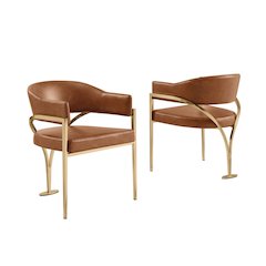 Leather-Aire Side Chairs with Gold Chrome Set of 2