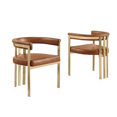 Leather-Aire Side Chairs with Gold Chrome Set of 2