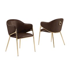 Leather-Aire Side Chairs with Gold Chrome Set of 2