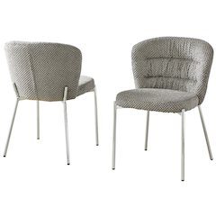 Gray Fluffy Fabric With Silver Base, Set Of 2