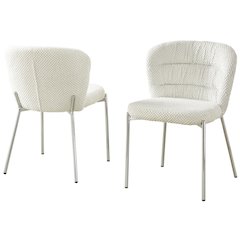Cream Fluffy Fabric With Silver Base, Set Of 2